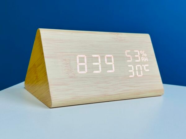 Triangle Wooden Style Digital Led Clock-Dark Wood - Image 5